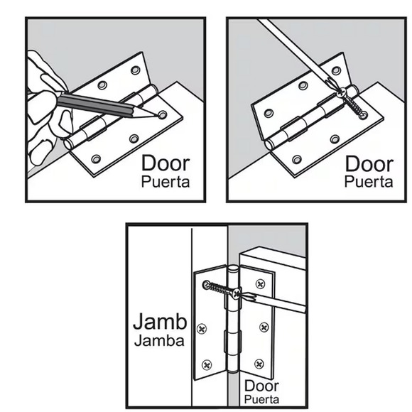 2-PK Everbilt 3-1/2 in. Galvanized Broad Utility Hinges, NIP + Free Shipping - Picture 4 of 4